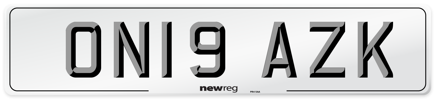 ON19 AZK Number Plate from New Reg